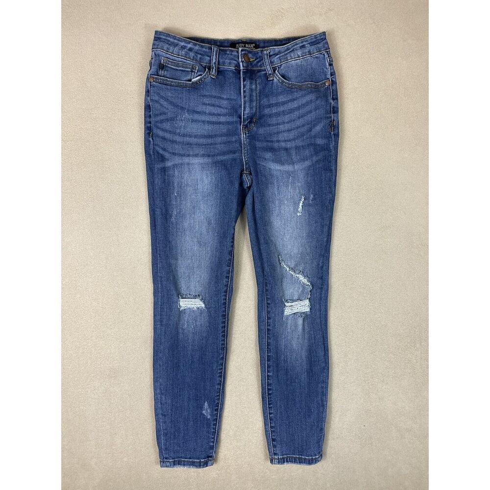 Judy Blue Jeans Womens 30 Blue‎ Relaxed Fit Distressed Casual Denim Adult